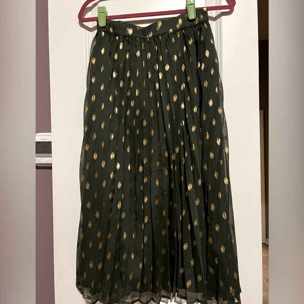Endless Rose Green and Gold Midi Skirt XS